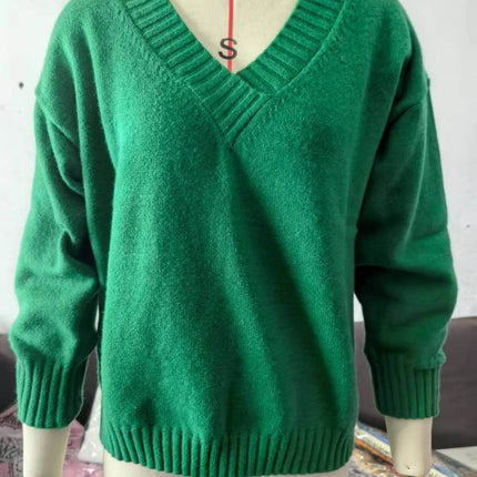 Solid V Neck Sweater comfortable soft