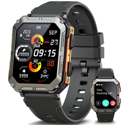Sport Smart Watch Bluetooth Calling Outdoor black color front view