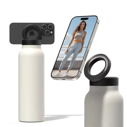 Stainless Steel Magnetic Water Bottle with phone holder.