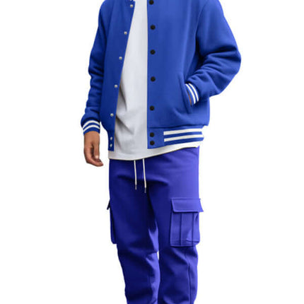 stand collar loose sports fleece suit set with warm jacket outdoor