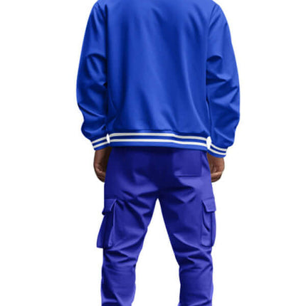 stand collar loose sports fleece suit set with warm jacket casual look