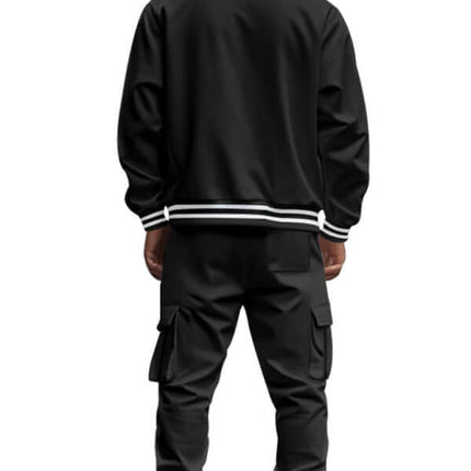 stand collar loose sports fleece suit set with warm jacket fitting