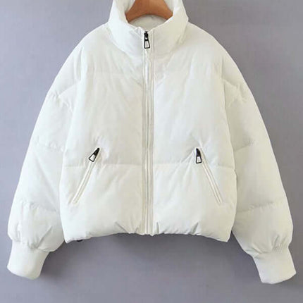 Stand Collar Sleeveless Puffer Vest Jacket for Women side angle display