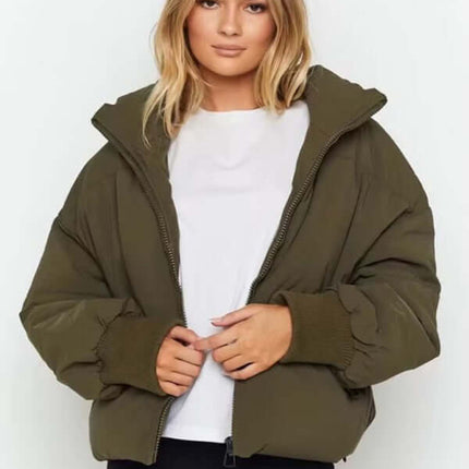 Stand Collar Sleeveless Puffer Vest Jacket for Women summer layering look