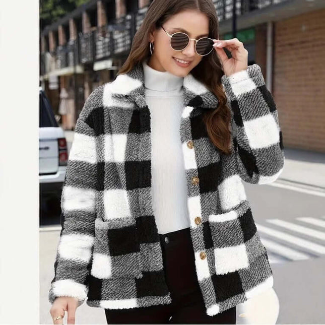 Street Fashion Solid Color Loose Womens Coat Outwear loose version adult clothing.