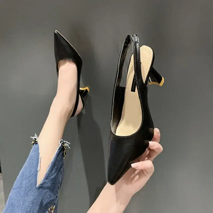 Pointed Toe Breathable Stiletto Sandals for Women back heel view