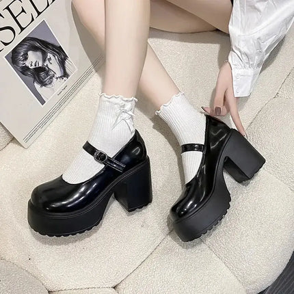 Super High Heels Mary Jane Chunky Platform Shoes Women gothic design