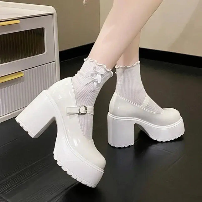 Super High Heels Mary Jane Chunky Platform Shoes Women platform heel