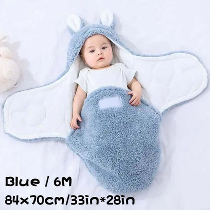 Super Soft Baby Sleeping Bag Fluffy Fleece Swaddle cloud-soft fleece texture detail emphasizing cozy winter warmth insulation.