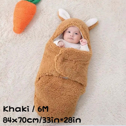 Super Soft Baby Sleeping Bag Fluffy Fleece Swaddle protective cocoon shape preview illustrating warm snug wrapping style.