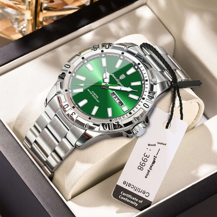 Swiss Waterproof Luminous Men’s Fashion Watch silver green