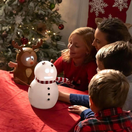 Talking Animated Snowman – Blinking Eyes, Light-Up Display & Playful Voice | Christmas Holiday Table Centerpiece Decoration, animated snowman decoration, talking christmas snowman, light up snowman, festive table centerpiece, holiday home decor, christmas