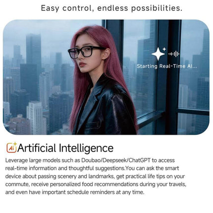 TurboView Ultra HD 8MP AI Smart Video Glasses on model recording first person holiday video