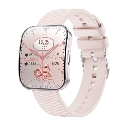 U17 Ultra Thin Curved Screen AMOLED Sports Smart Watch with pink strap and stylish design.