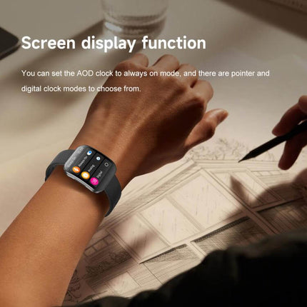 U17 Ultra Thin Curved Screen AMOLED Sports Smart Watch displaying screen functions with digital clock modes.