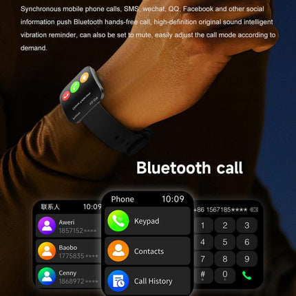U17 Ultra Thin Curved Screen AMOLED Sports Smart Watch displaying Bluetooth call features and mobile notifications.