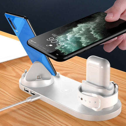 Universal 6 in 1 Wireless Fast Charger Dock for iPhone with sleek modern design