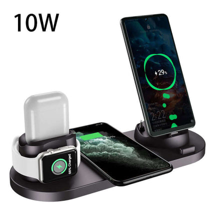 Universal 6 in 1 Wireless Fast Charger Dock for iPhone with foldable stand design