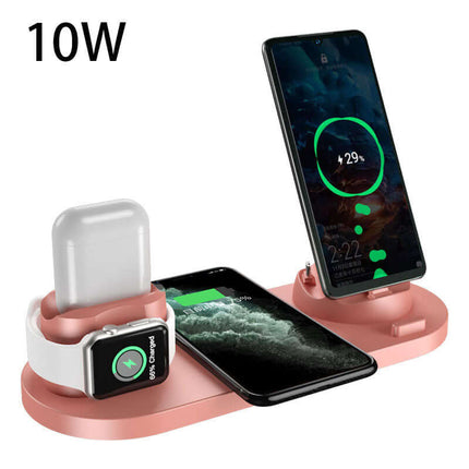 Universal 6 in 1 Wireless Fast Charger Dock for iPhone with silicone anti-slip base