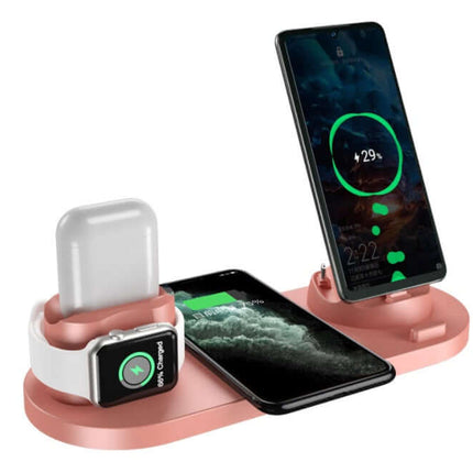 Universal 6 in 1 Wireless Fast Charger Dock for iPhone all-in-one charging station