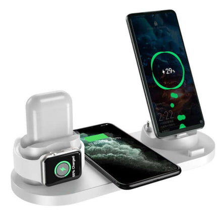 Universal 6 in 1 Wireless Fast Charger Dock for iPhone with LED charging indicators