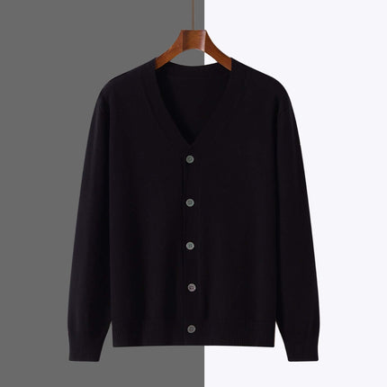 V-Neck Knitted Cardigan Coat Men Andy Velvet Sweater size XL housing an expansive 108cm cozy bust layout.