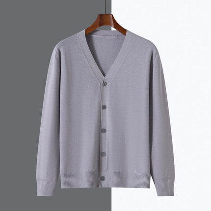 V-Neck Knitted Cardigan Coat Men Andy Velvet Sweater size S matching with a standard 42cm shoulder width.