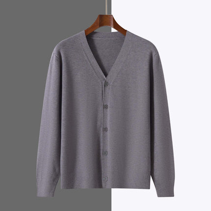 V-Neck Knitted Cardigan Coat Men Andy Velvet Sweater size M providing a standard 100cm clean chest bust layout.