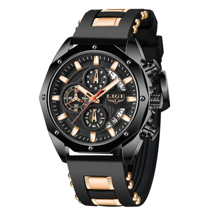 Luxury Sport Chronograph Quartz Watch for Men gold black version