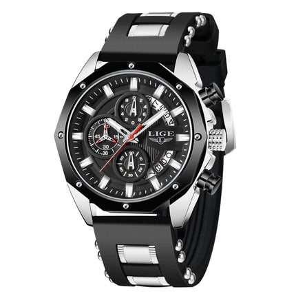 Luxury Sport Chronograph Quartz Watch for Men silicone strap detail