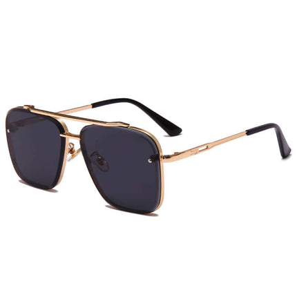 Vintage Metal Sunglasses UV400 with a sleek black lens and gold metal frame for a retro look.