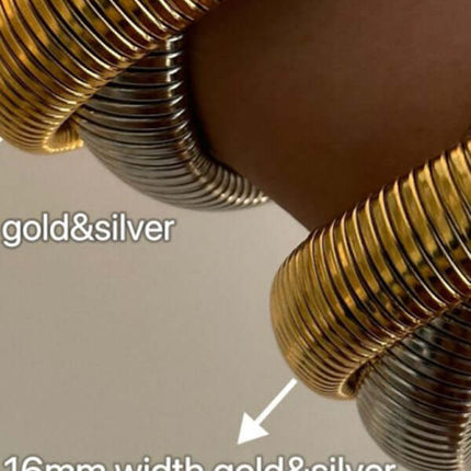 Vintage Titanium Steel Double Stretch Gypsy Bracelet Women on wrist