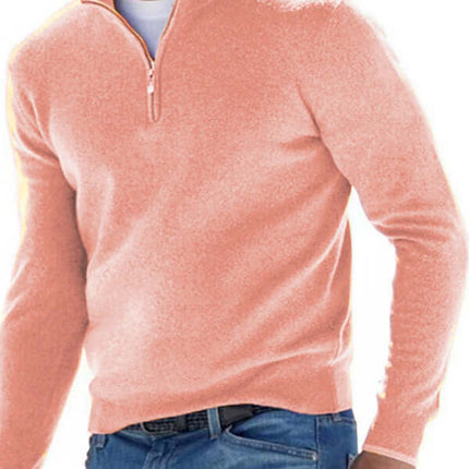 V Neck Fleece Zip Polo Casual Top for Men relaxed fit