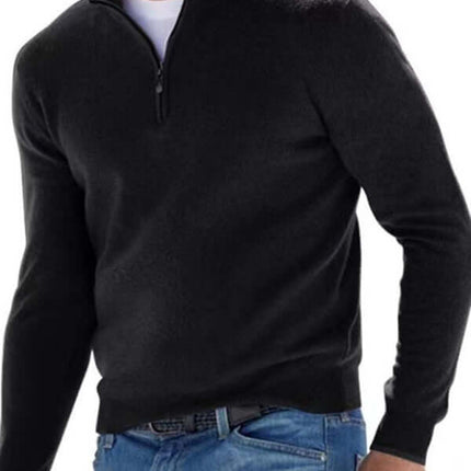V Neck Fleece Zip Polo Casual Top for Men winter wear