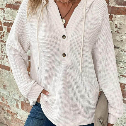 Waffle Hooded Sweater Sweatshirt for Women loose version sweatshirt.