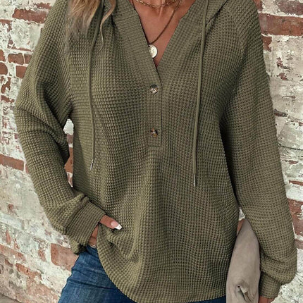 Waffle Hooded Sweater Sweatshirt for Women size 4XL 69cm length.