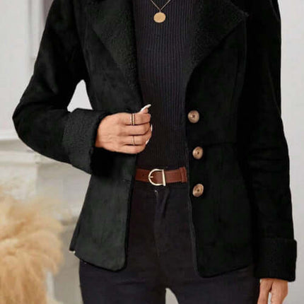 Warm Fur Integrated Lapel Pocket Jacket for Women XXL size 69 length.