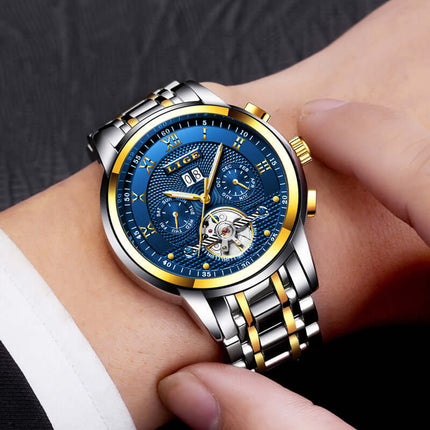 Waterproof Mechanical Business Luxury Watch alloy case close up