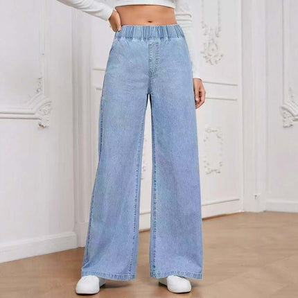 Wide Leg Jeans Straight Fashion Women's Street Style featuring a mid-waist comfortable design.