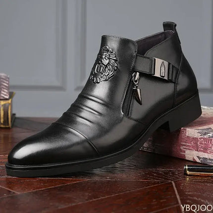 Winter Elegant British Leather Non-Slip Mens Boots black