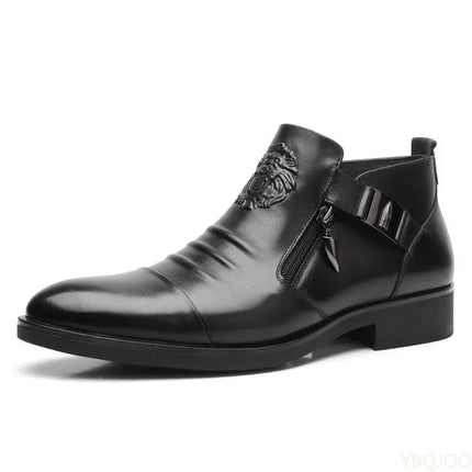 Winter Elegant British Leather Non-Slip Mens Boots punk platform