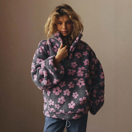 Winter Flowers Lambskin Sweatshirt floral pattern pullover.