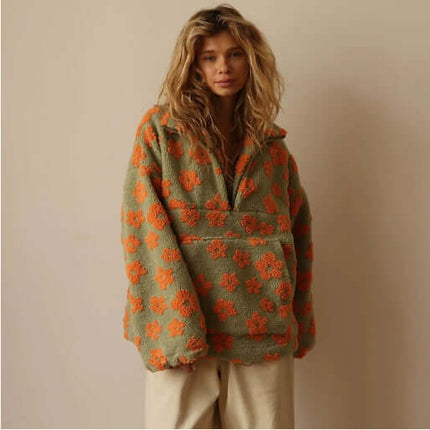 Winter Flowers Lambskin Sweatshirt size chart s to 2xl.