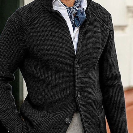 Winter Stand Collar Cardigan Knit Sweater Jacket for men, men's winter knit jacket, stand collar cardigan sweater, warm knitted outerwear for men, casual winter fashion jacket, soft knitwear cardigan for men, stylish cold weather sweater