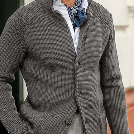 Winter Stand Collar Cardigan Knit Sweater Jacket for men, men's winter knit jacket, stand collar cardigan sweater, warm knitted outerwear for men, casual winter fashion jacket, soft knitwear cardigan for men, stylish cold weather sweater