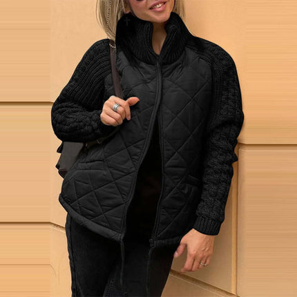 Winter Stand Collar Cotton Jacket polyester fabric material.