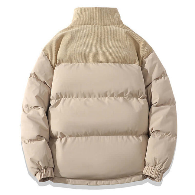 Back view of Winter Stand Collar Cotton Padded Jacket showing stylish design and cozy padding.