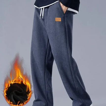 winter thick warm corduroy sweatpants for men fleece lined loose fit