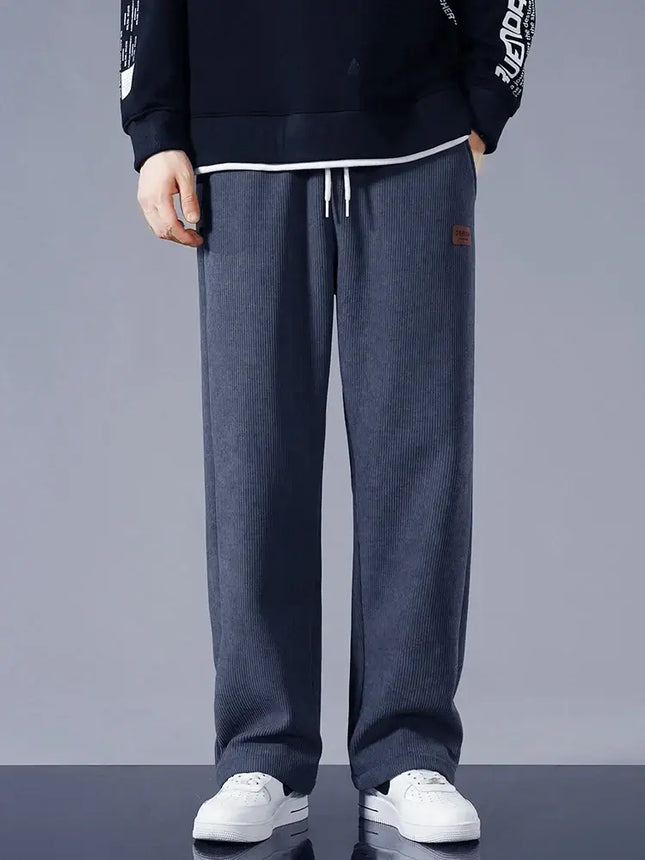 winter thick warm corduroy sweatpants for men straight leg thermal pants