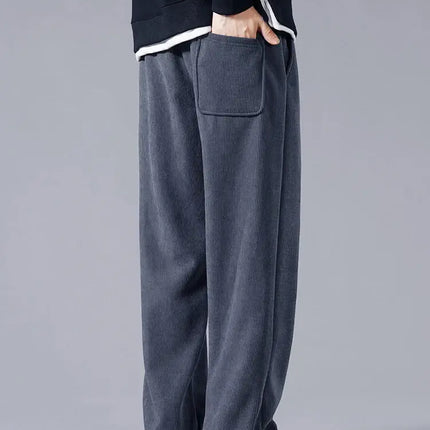 winter thick warm corduroy sweatpants for men elastic waist drawstring